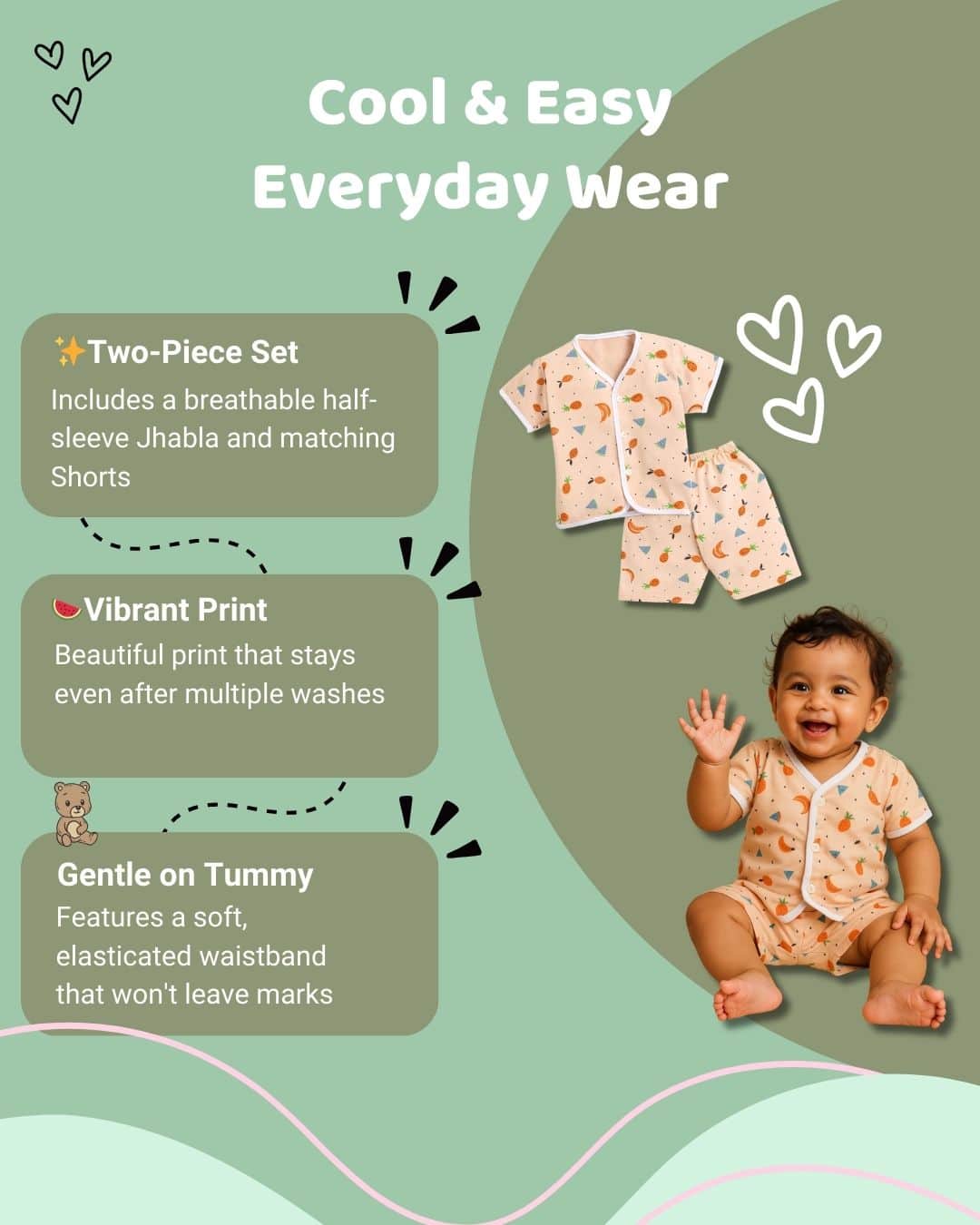 Little Angels Kids Fruit Print Summer Top & Shorts Set | Breathable Cotton Loungewear Combos Fruit Print Half-Sleeve Top & Shorts Set