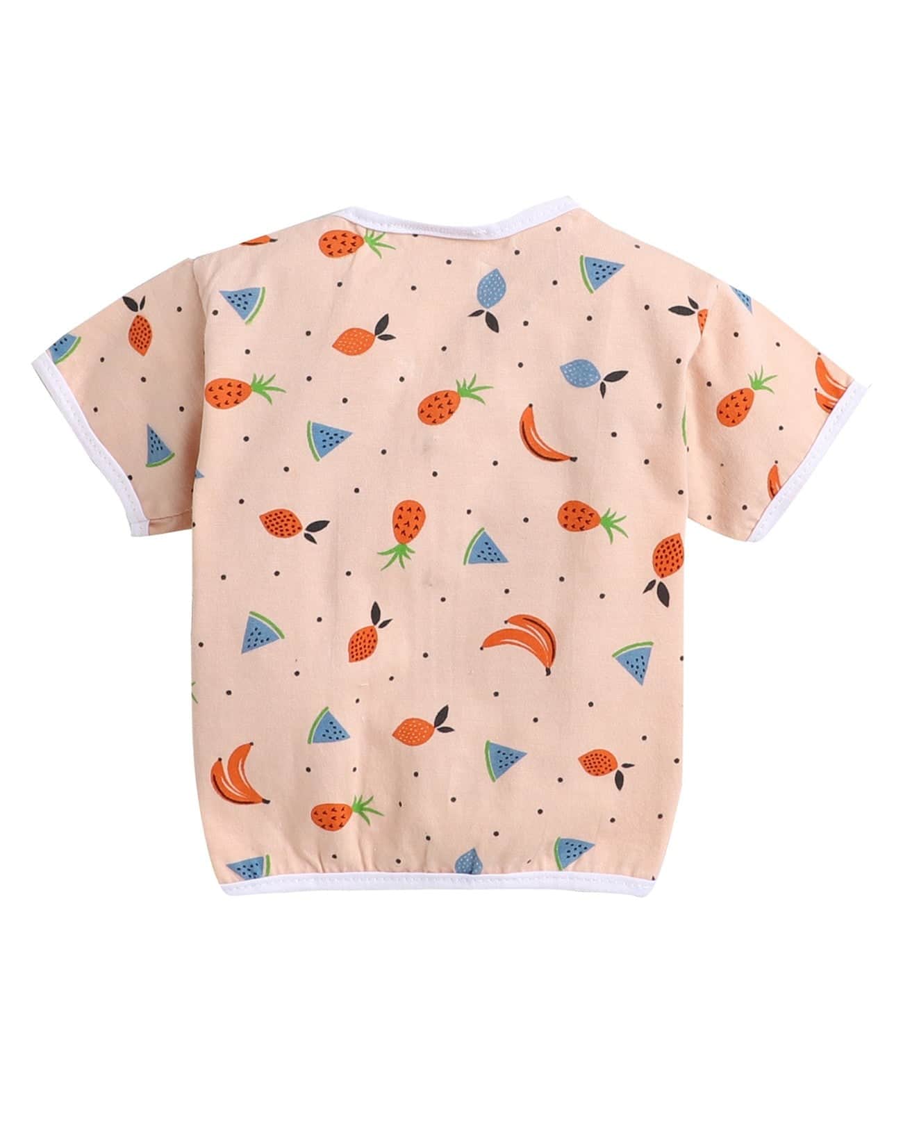Little Angels Kids Fruit Print Summer Top & Shorts Set | Breathable Cotton Loungewear Combos Fruit Print Half-Sleeve Top & Shorts Set