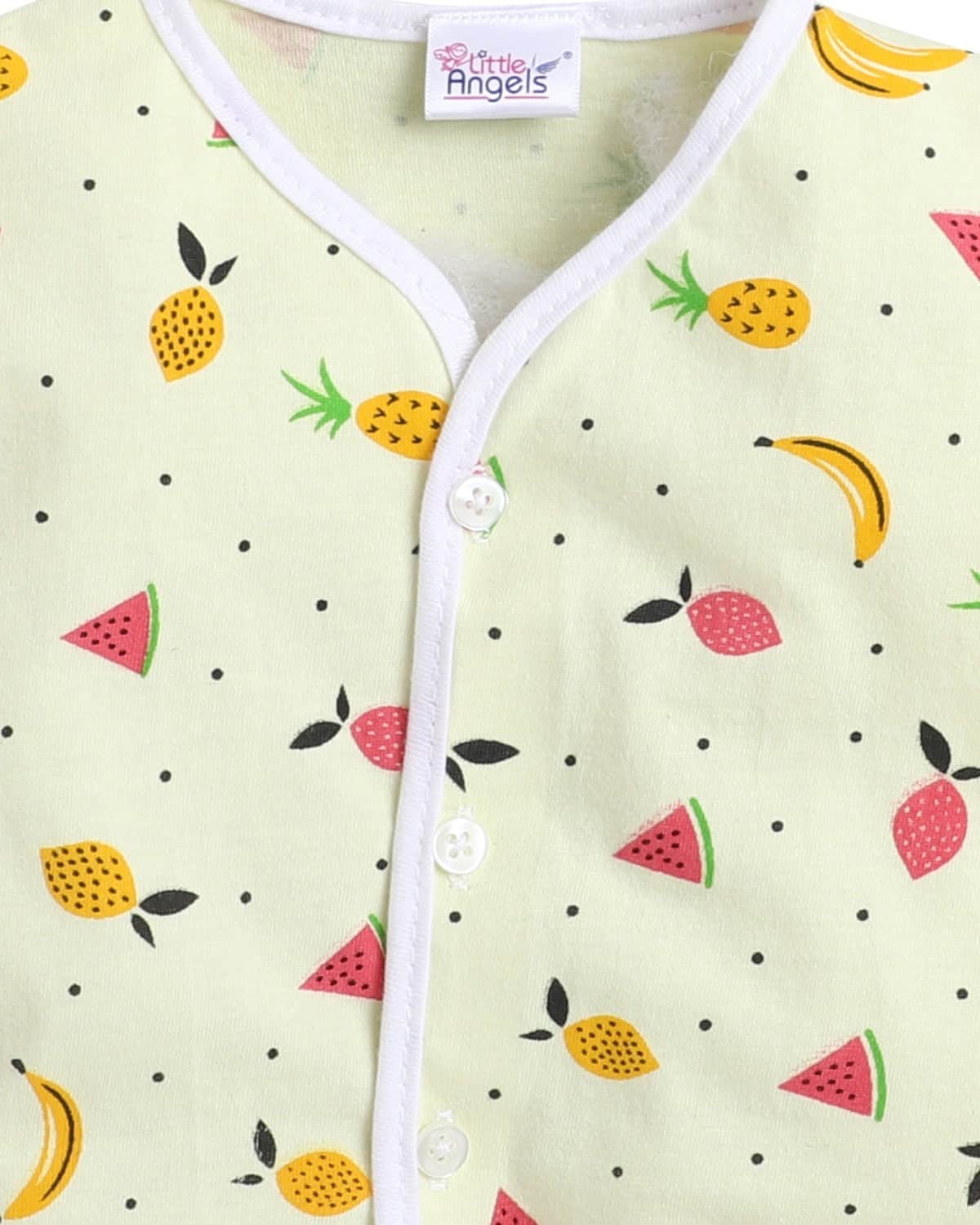 Little Angels Kids Fruit Print Summer Top & Shorts Set | Breathable Cotton Loungewear Combos Fruit Print Half-Sleeve Top & Shorts Set