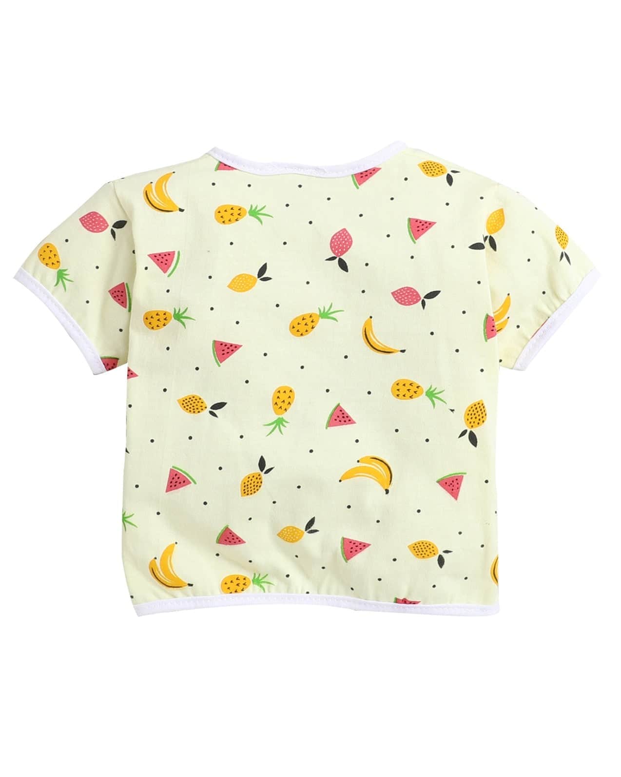 Little Angels Kids Fruit Print Summer Top & Shorts Set | Breathable Cotton Loungewear Combos Fruit Print Half-Sleeve Top & Shorts Set