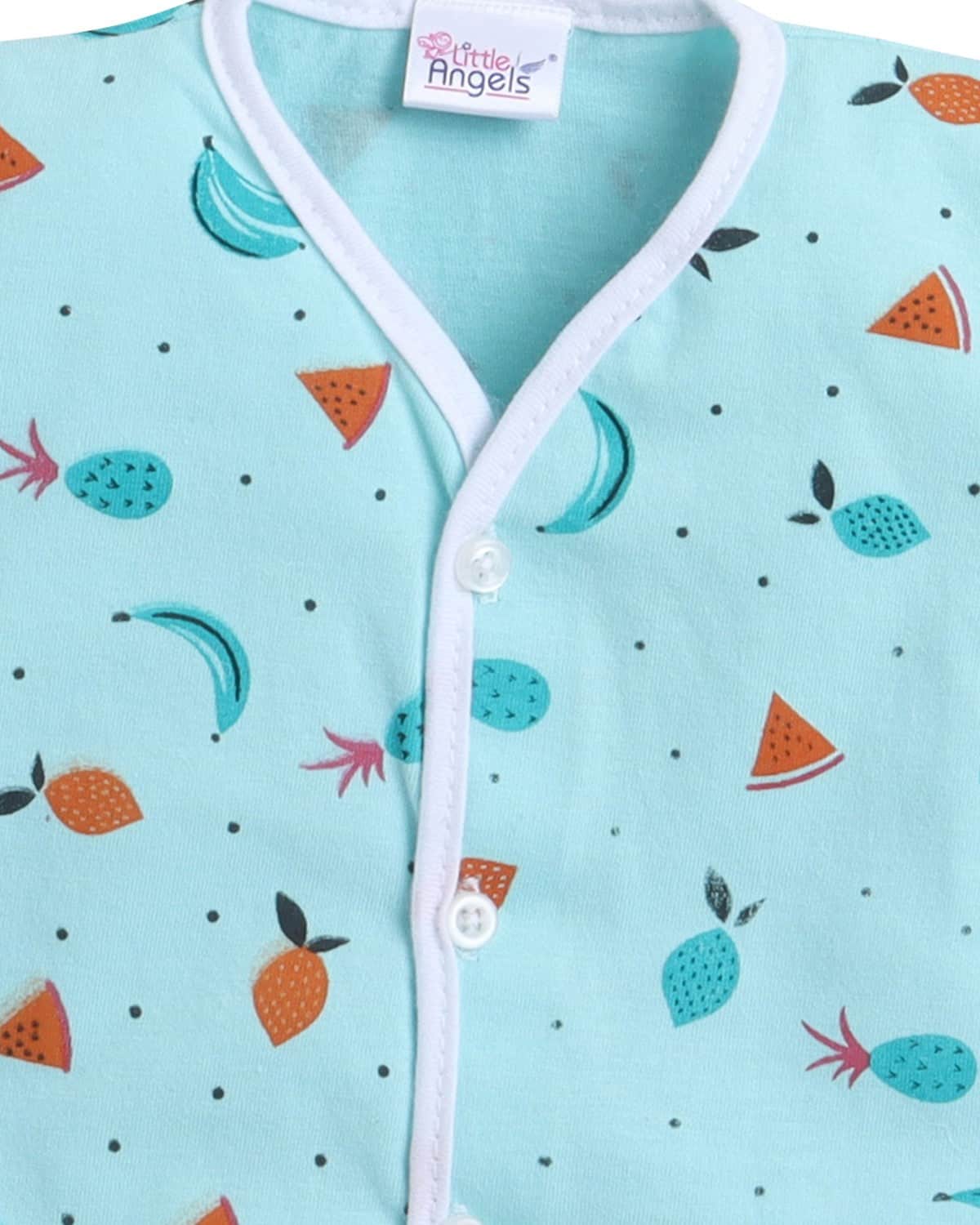 Little Angels Kids Fruit Print Summer Top & Shorts Set | Breathable Cotton Loungewear Combos Fruit Print Half-Sleeve Top & Shorts Set