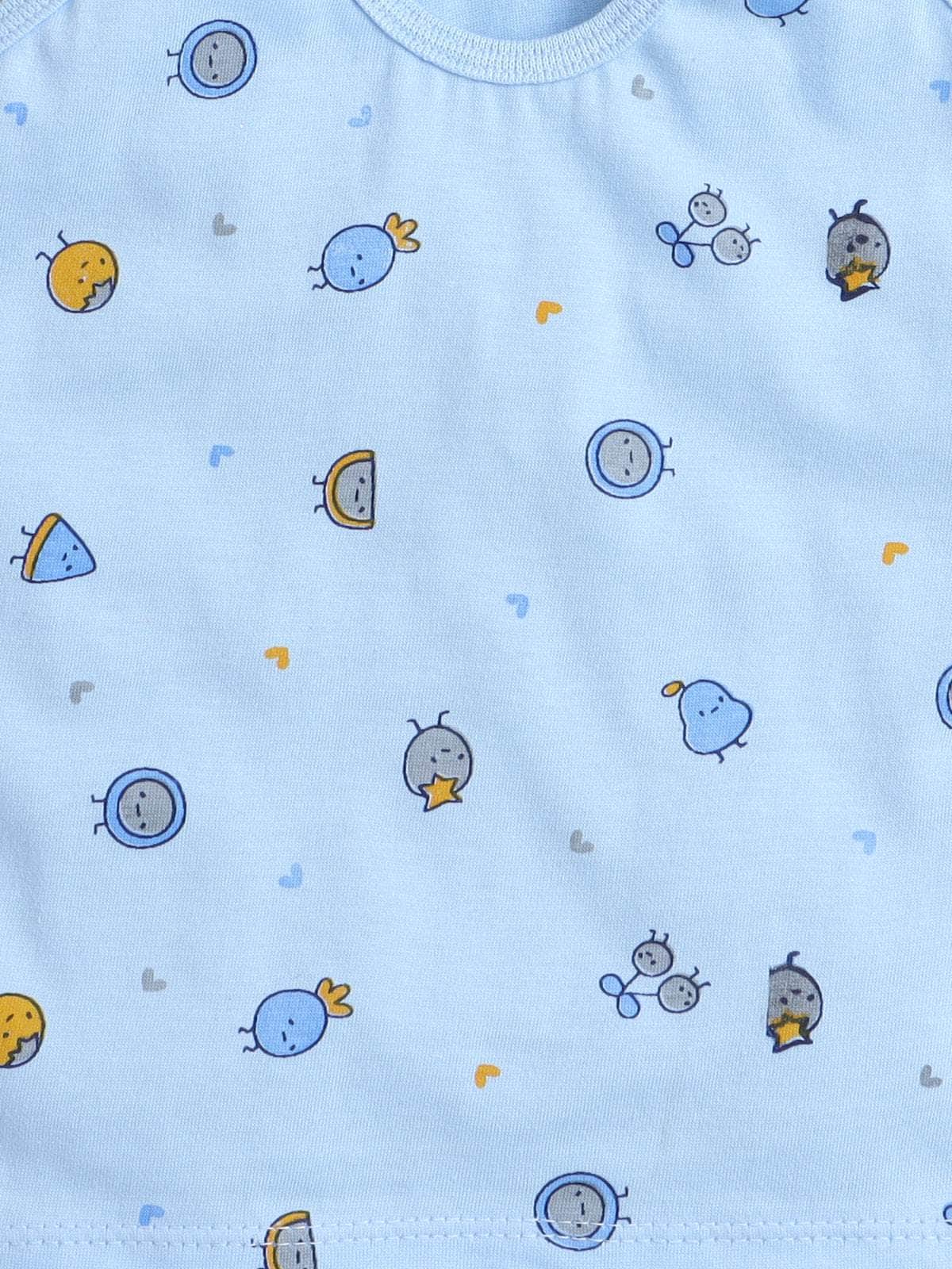 Little Angels Little Angels Scoop Neck Cotton Blue Sleeveless Printed Vest & Solid Shorts For Baby Boys Combos Move & Groove Top and Shorts