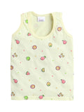 Little Angels Little Angels Scoop Neck Yellow Cotton Sleeveless Printed Vest & Solid Shorts For Baby Boys Combos Move & Groove Top and Shorts