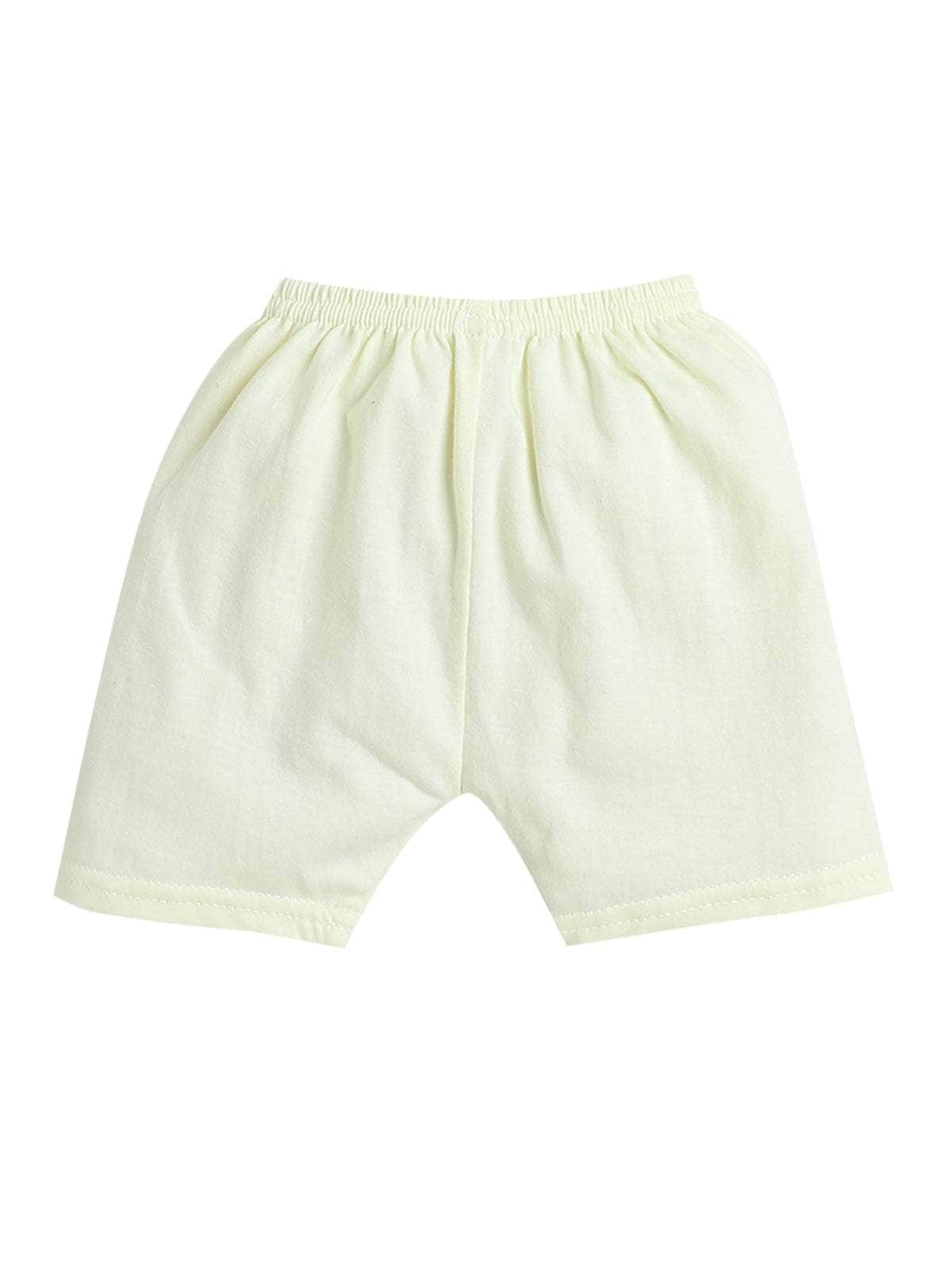 Little Angels Little Angels Scoop Neck Yellow Cotton Sleeveless Printed Vest & Solid Shorts For Baby Boys Combos Move & Groove Top and Shorts