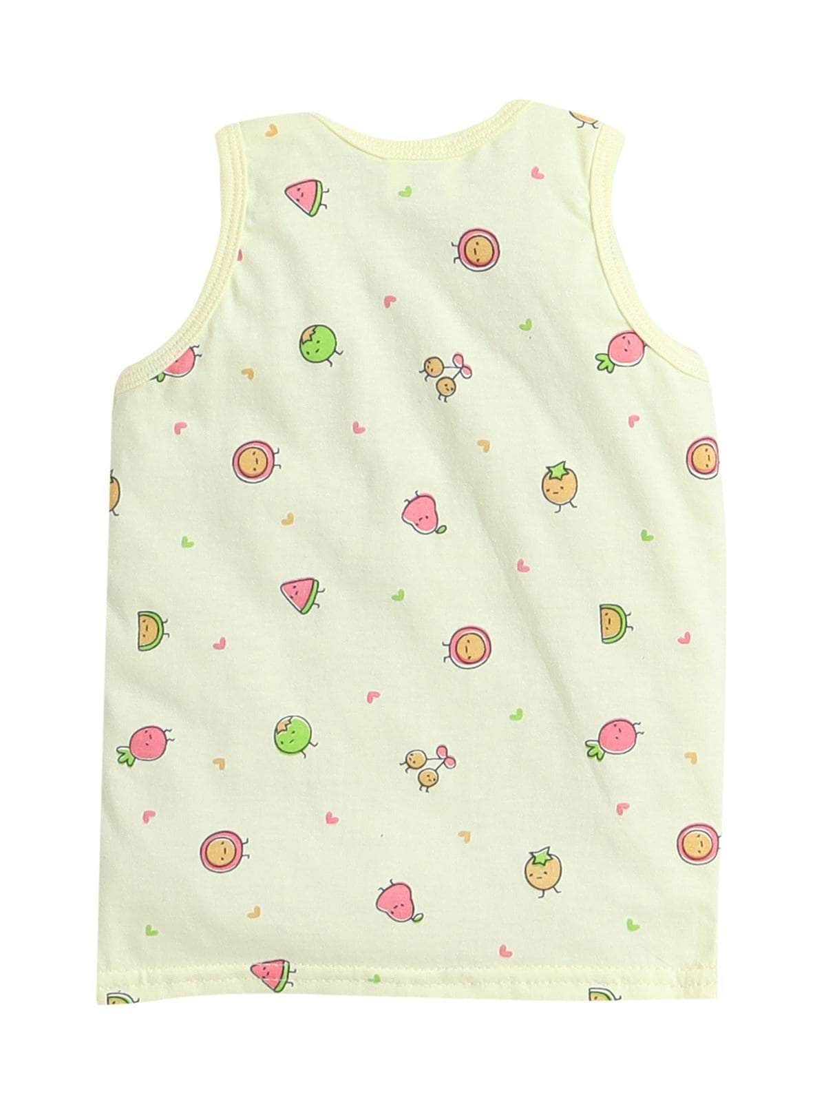 Little Angels Little Angels Scoop Neck Yellow Cotton Sleeveless Printed Vest & Solid Shorts For Baby Boys Combos Move & Groove Top and Shorts