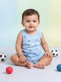 Little Angels Little Angels Scoop Neck Cotton Blue Sleeveless Printed Vest & Solid Shorts For Baby Boys Combos Move & Groove Top and Shorts
