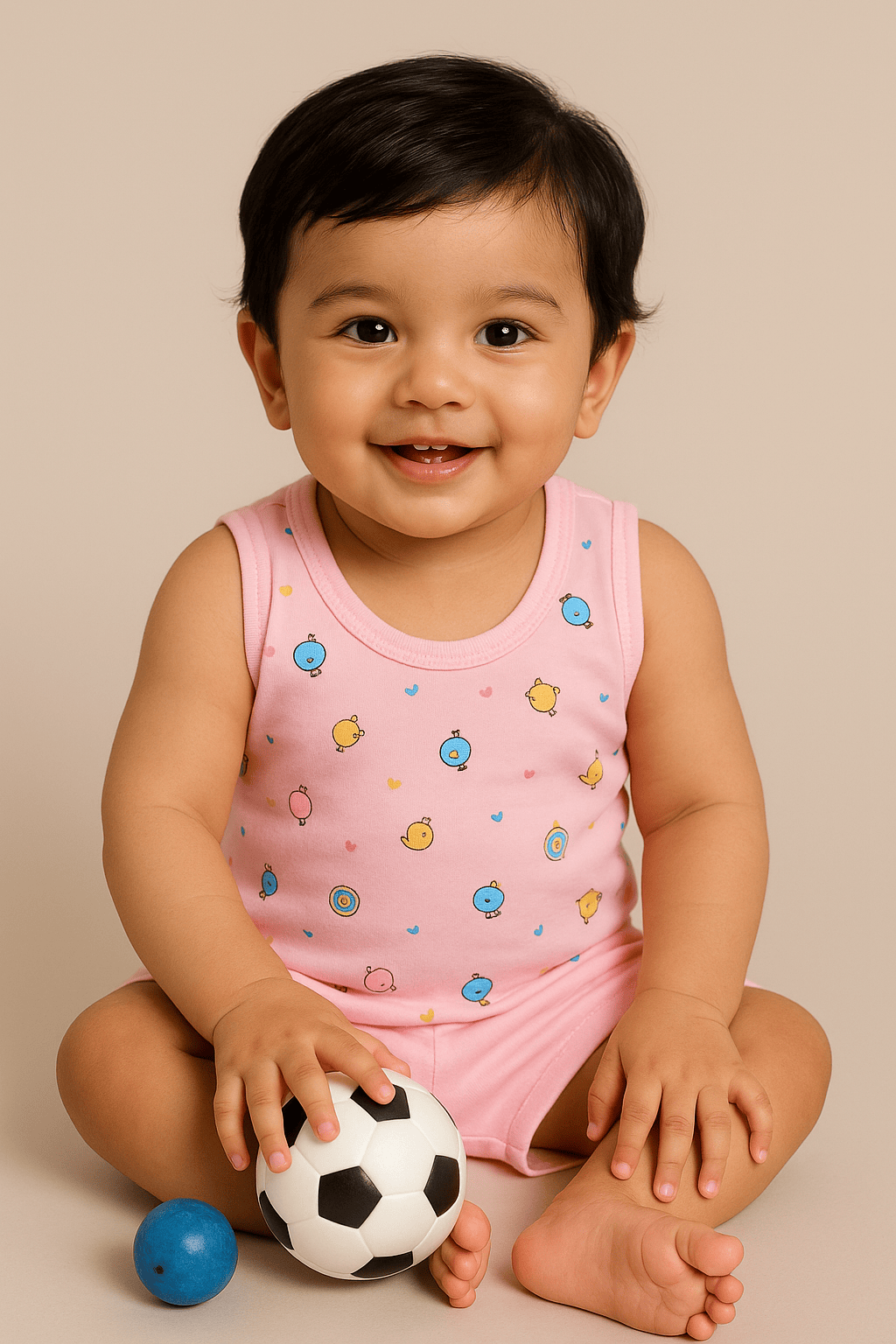 Little Angels Little Angels Scoop Neck Cotton Blue Sleeveless Printed Vest & Solid Shorts For Baby Boys Combos Move & Groove Top and Shorts 3-6M / Pink / Cotton