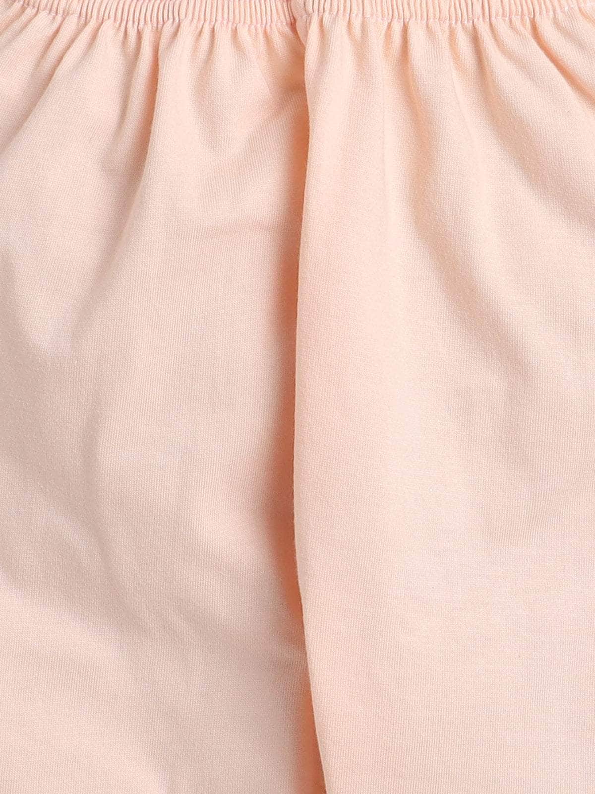 Little Angels Little Angels Round Neck Frill Sleeves Peach Cotton Printed Frock with Pants For Baby Girls Combos Twirl & Tumble Frock with Capri