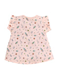 Little Angels Little Angels Round Neck Frill Sleeves Peach Cotton Printed Frock with Pants For Baby Girls Combos Twirl & Tumble Frock with Capri