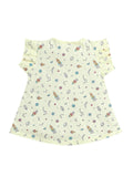 Little Angels Little Angels Round Neck Frill Sleeves Yellow Cotton Printed Frock with Pants For Baby Girls Combos Twirl & Tumble Frock with Capri