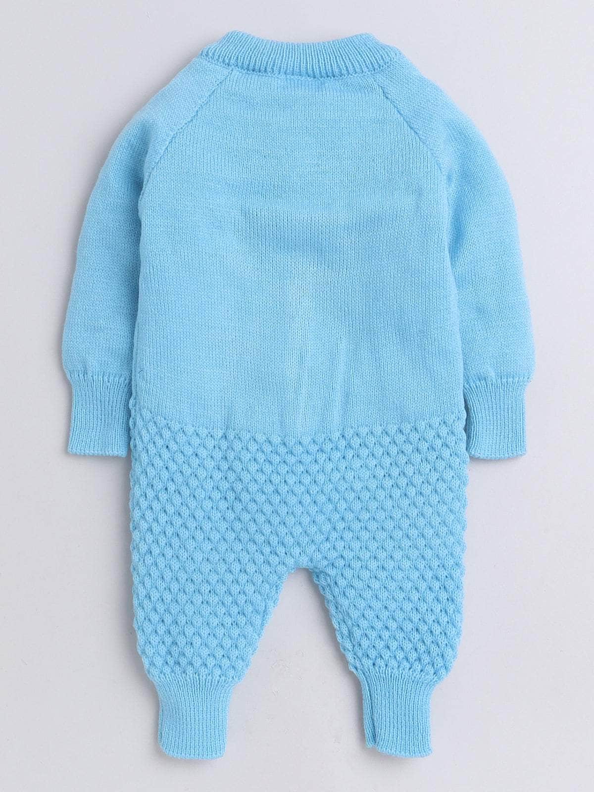 Little Angels Little Angels Baby Rompers - 1 Pcs Woollen Full Sleeves Round Neck Solid for Baby Boys Cozy Blue Adventure Romper