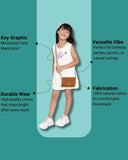 Little Angels Girls Cream Sleeveless Dress with Angel Print | My Little Angels Dress & Frocks Girls Cream Sleeveless Dress with Cute Angel Print