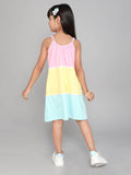 Little Angels Little Angels 1 Pc Dress & Frocks Cotton Spaghetti Neck Sleeveless Color-Block Shift Dress For Baby Girls Dress & Frocks Twirly Whirly Strappy Dress