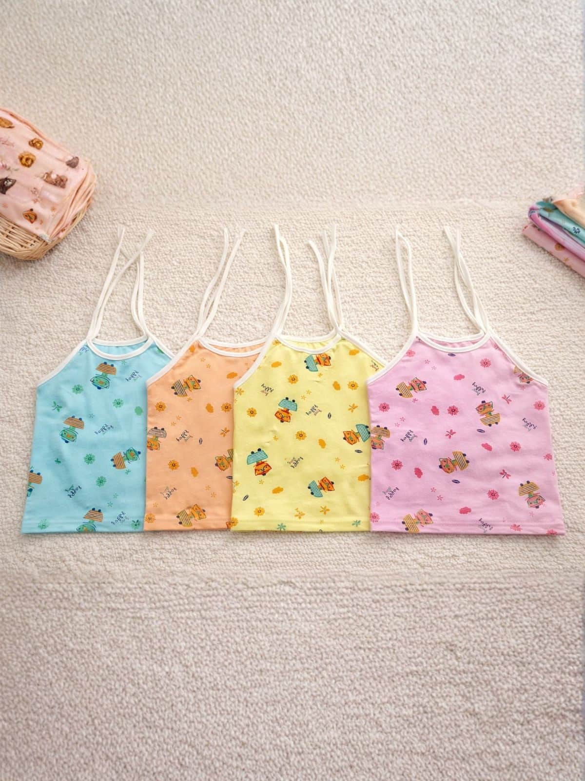 Little Angels Buy Knot Cotton Jhabla for Newborn | My Little Angels Jhabla/Vest Cartoon Print Tie Knot Cotton Baby Vest 0-3 M / Assorted / Cotton