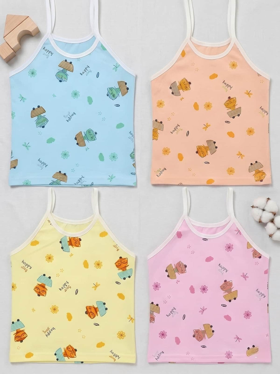 Little Angels Buy Knot Cotton Jhabla for Newborn | My Little Angels Jhabla/Vest Cartoon Print Tie Knot Cotton Baby Vest