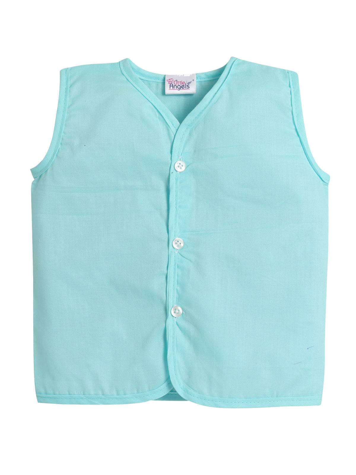 Little Angels Little Angels Pack of 4 Jhabla/Vest Cotton V-Neck Sleeveless Solid Jhablas For Baby Boys and Baby Girls Jhabla/Vest Celestial Comfort Sleeveless Vests