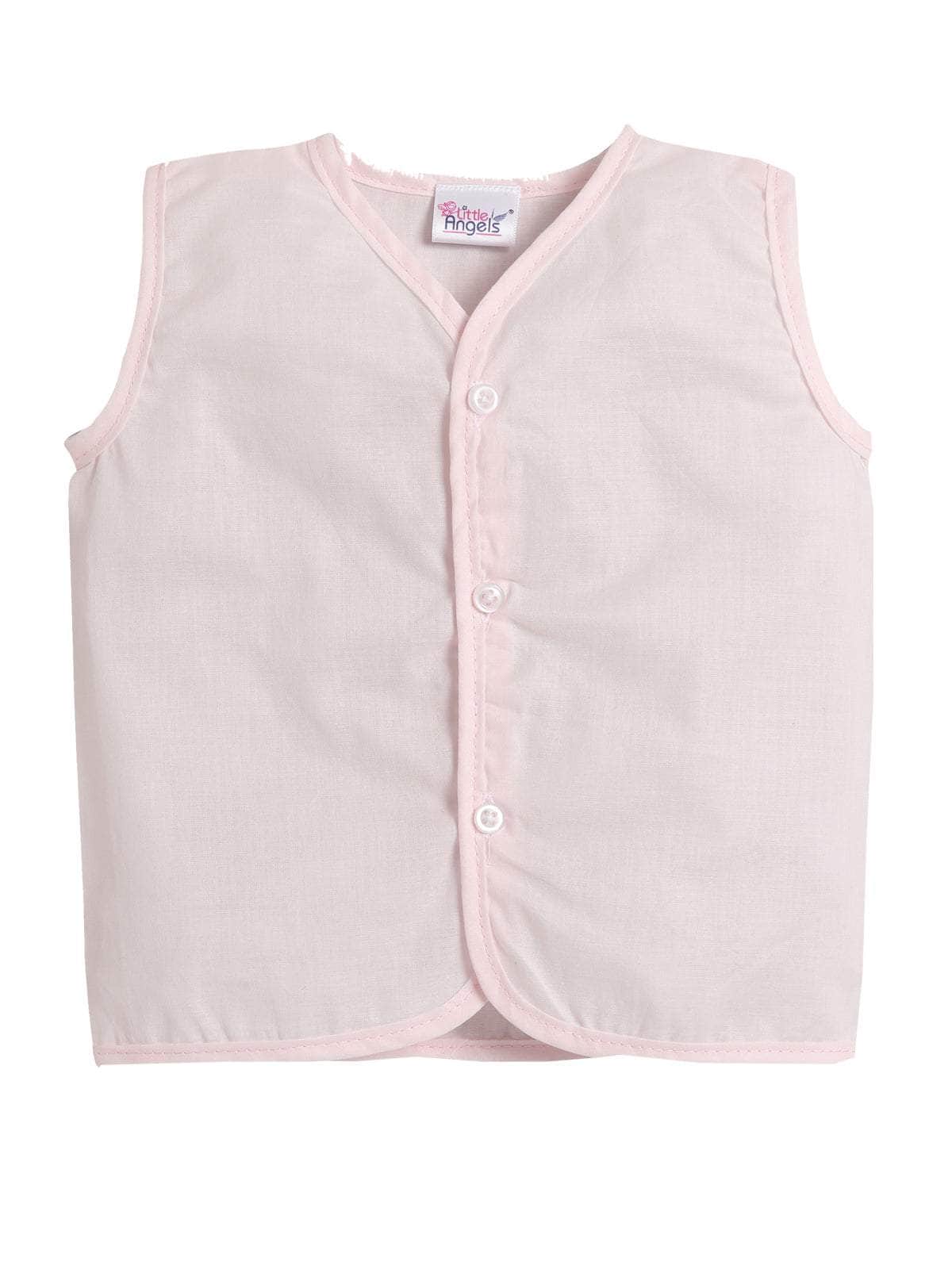 Little Angels Little Angels Pack of 4 Jhabla/Vest Cotton V-Neck Sleeveless Solid Jhablas For Baby Boys and Baby Girls Jhabla/Vest Celestial Comfort Sleeveless Vests