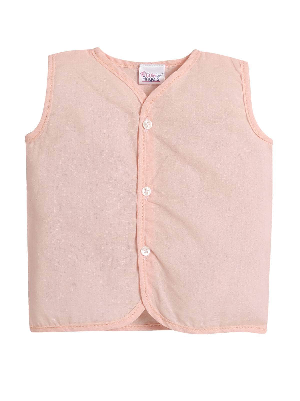 Little Angels Little Angels Pack of 4 Jhabla/Vest Cotton V-Neck Sleeveless Solid Jhablas For Baby Boys and Baby Girls Jhabla/Vest Celestial Comfort Sleeveless Vests