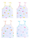 Little Angels Little Angels Cloud Print Tie Knot Vest Pack of 4 Jhabla/Vest Cheerful Clouds Baby vest