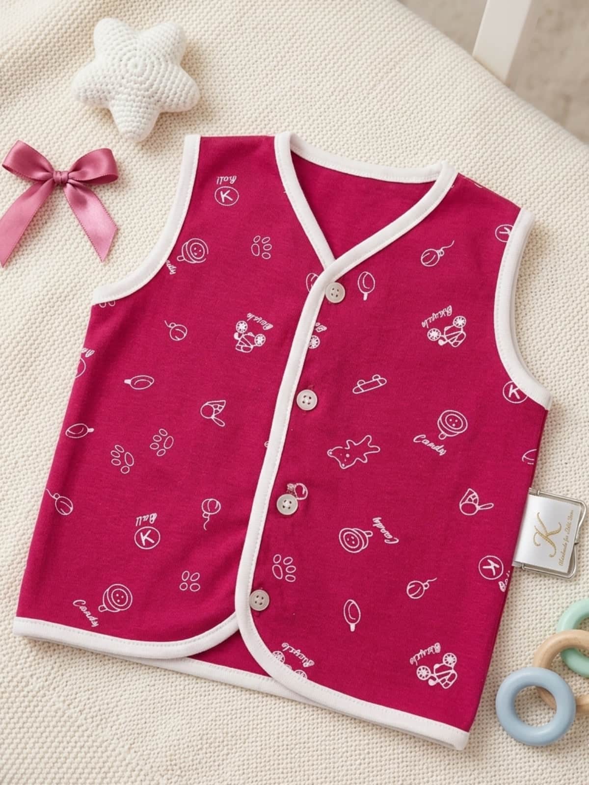 Little Angels Printed Baby Vest Pack Online | My Little Angels Jhabla/Vest Cotton Printed Sleeveless Baby Vest 6-12 M / Assorted