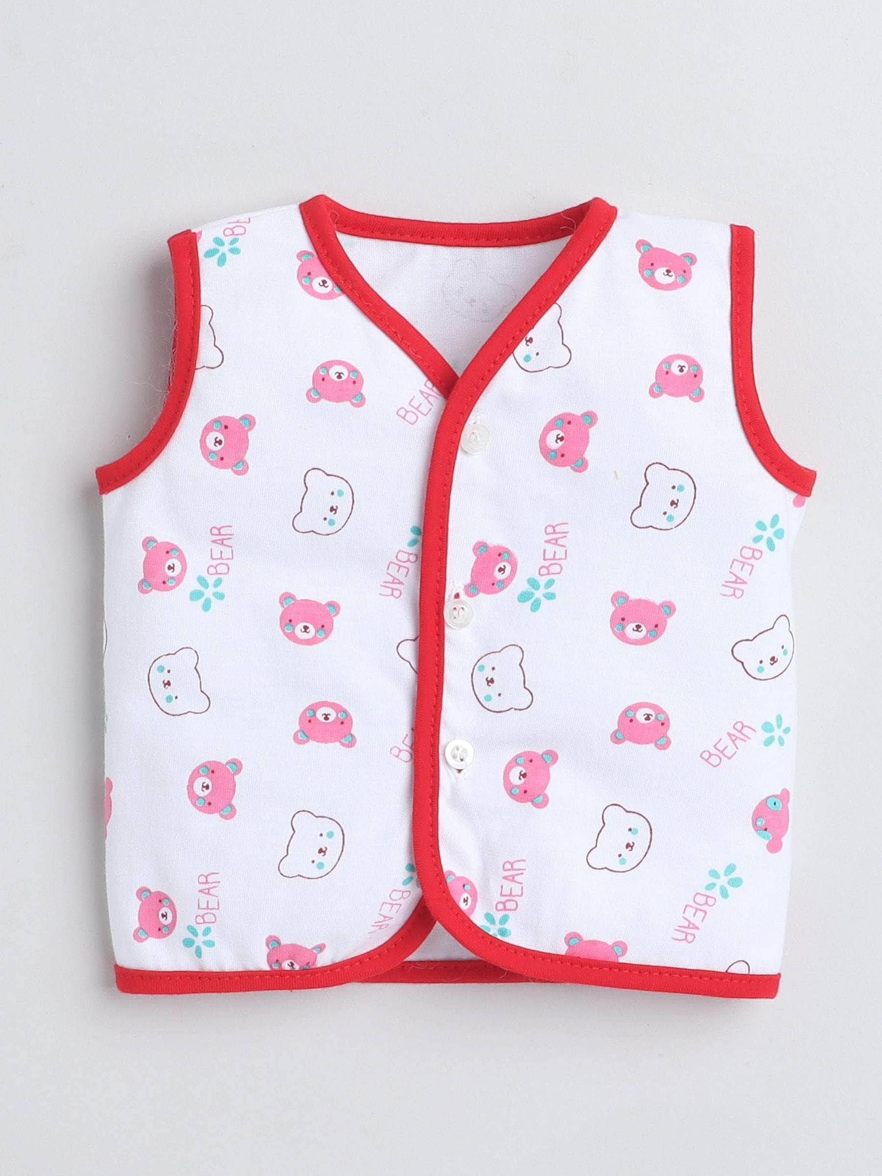 Little Angels Little Angels Pack of 4 Jhabla/Vest Cotton V-Neck Sleeveless Printed Jhablas For Baby Boys and Baby Girls Jhabla/Vest Cuddle Critters Vest Set