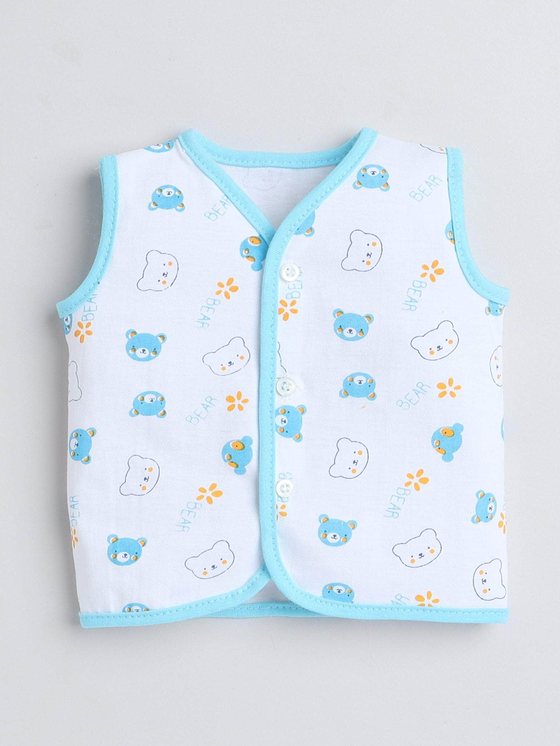 Little Angels Little Angels Pack of 4 Jhabla/Vest Cotton V-Neck Sleeveless Printed Jhablas For Baby Boys and Baby Girls Jhabla/Vest Cuddle Critters Vest Set