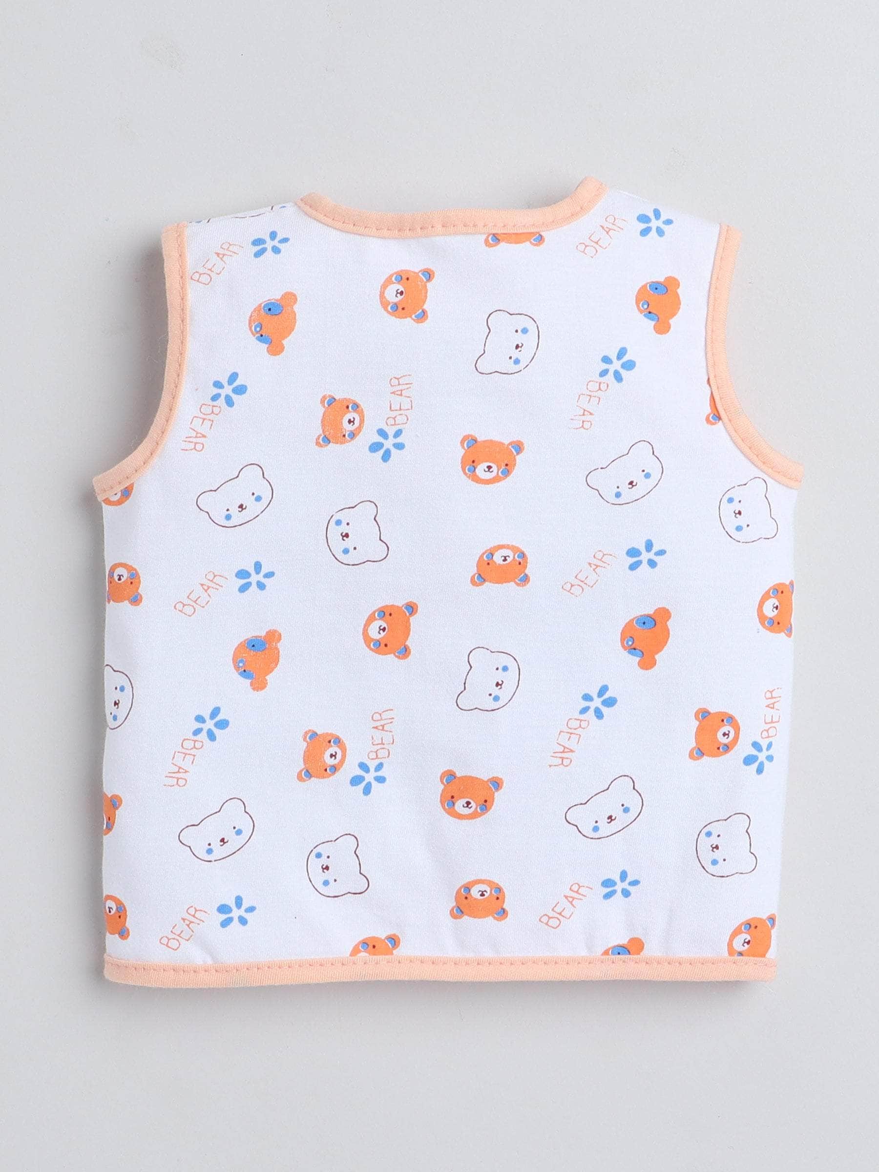 Little Angels Little Angels Pack of 4 Jhabla/Vest Cotton V-Neck Sleeveless Printed Jhablas For Baby Boys and Baby Girls Jhabla/Vest Cuddle Critters Vest Set