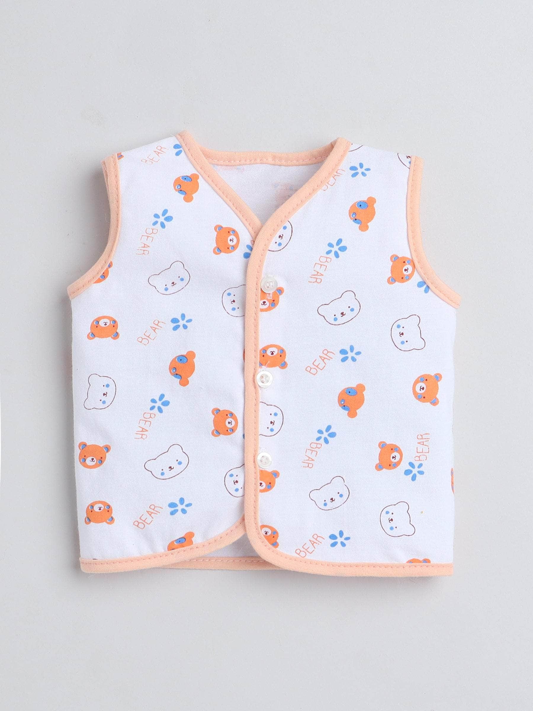 Little Angels Little Angels Pack of 4 Jhabla/Vest Cotton V-Neck Sleeveless Printed Jhablas For Baby Boys and Baby Girls Jhabla/Vest Cuddle Critters Vest Set