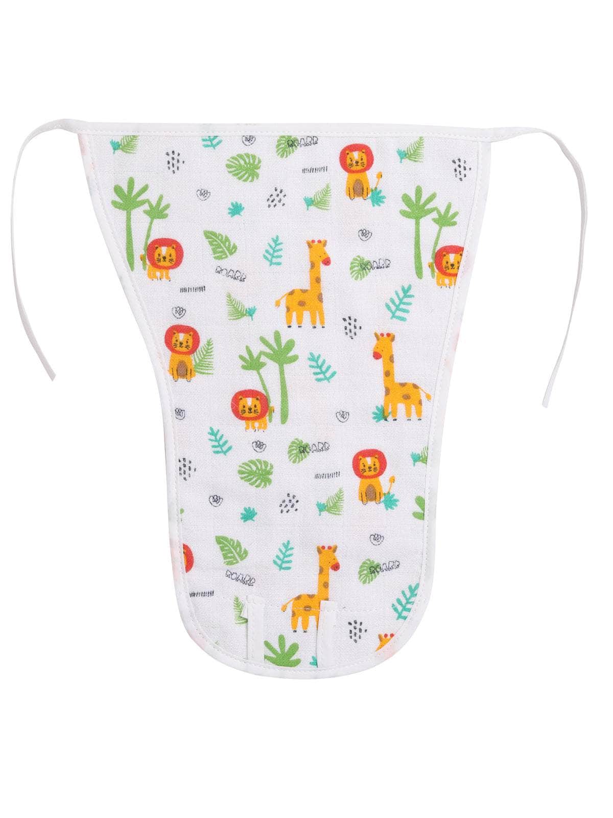 Little Angels Little Angels 2 Pcs Jhabla/Vest Muslin V-Neck Sleeveless Printed Tie-Knot Jhabla & Nappy Set For Baby Boys and Baby Girls Jhabla/Vest Jungle Joy Baby Vest & Nappy Set 3-6M / White / Muslin