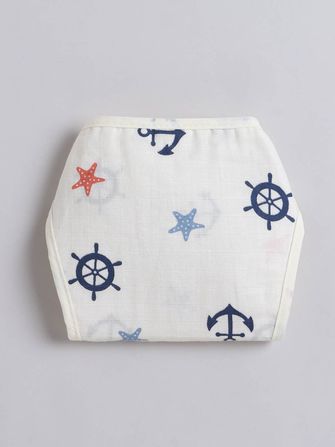 Little Angels Newborn Muslin Jhabla & Nappy Set | Soft Cotton Baby Clothing Jhabla/Vest Nautical Print Muslin Cotton Jhabla & Nappy Set for Newborn 0-3 M / cream / Muslin