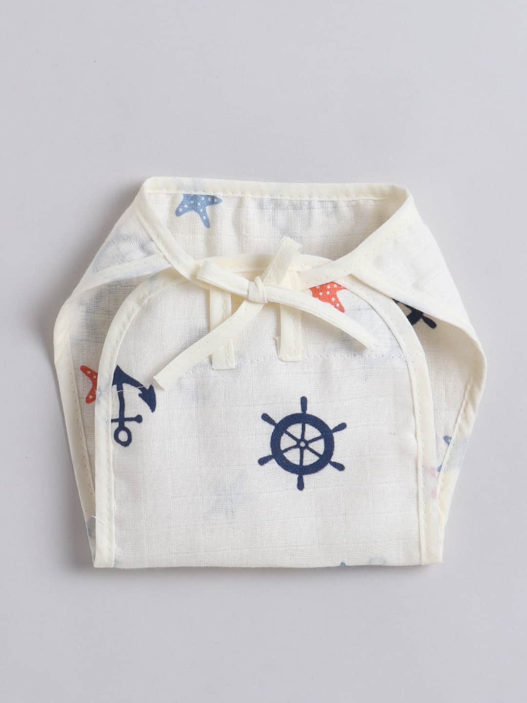 Little Angels Newborn Muslin Jhabla & Nappy Set | Soft Cotton Baby Clothing Jhabla/Vest Nautical Print Muslin Cotton Jhabla & Nappy Set for Newborn 0-3 M / cream / Muslin