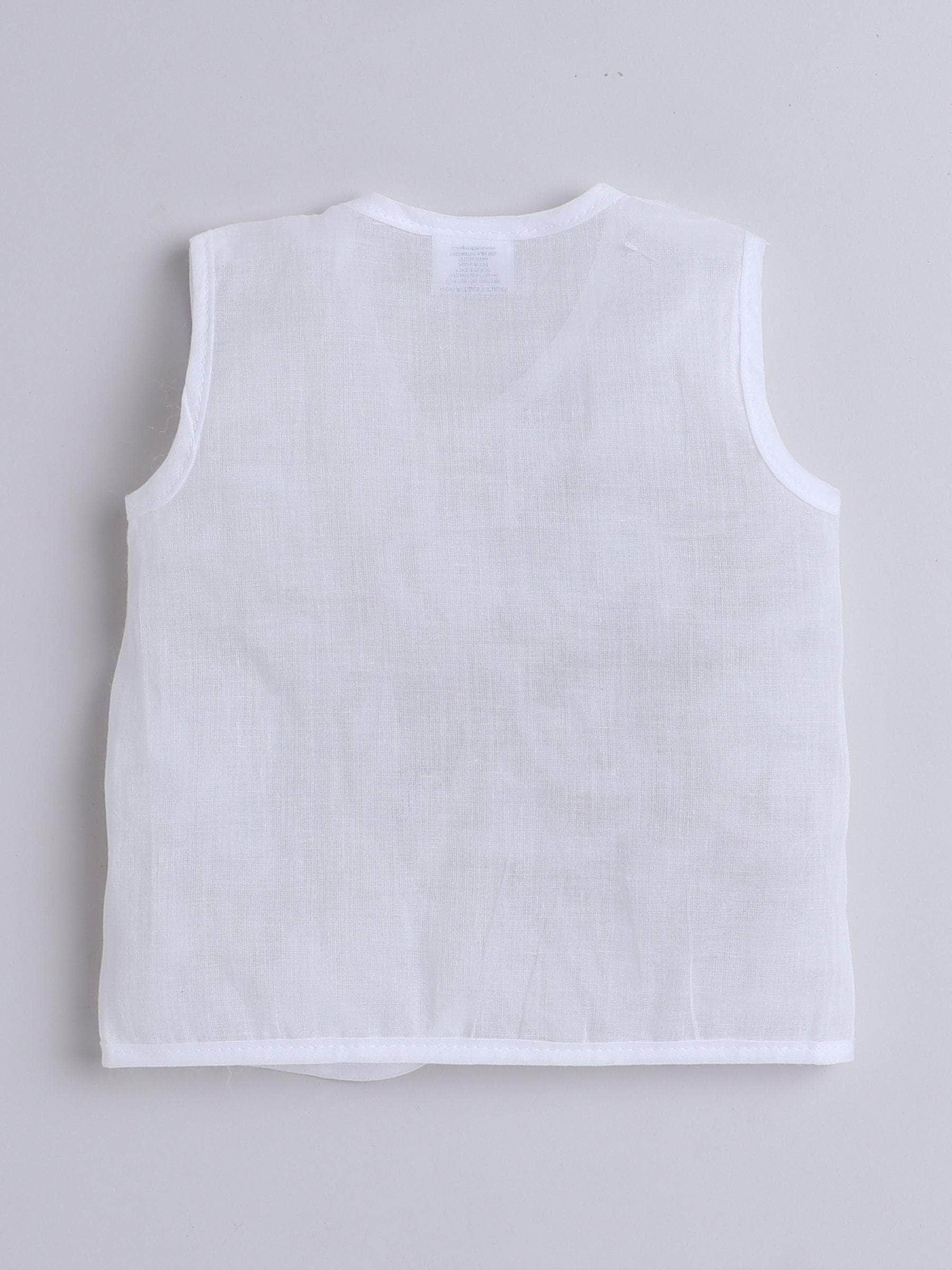 Little Angels Little Angels Organic Mulmul Hospital Safe Pure White Vest Pack Jhabla/Vest Organic Mulmul Hospital Safe Pure White Vest - (0-3M)