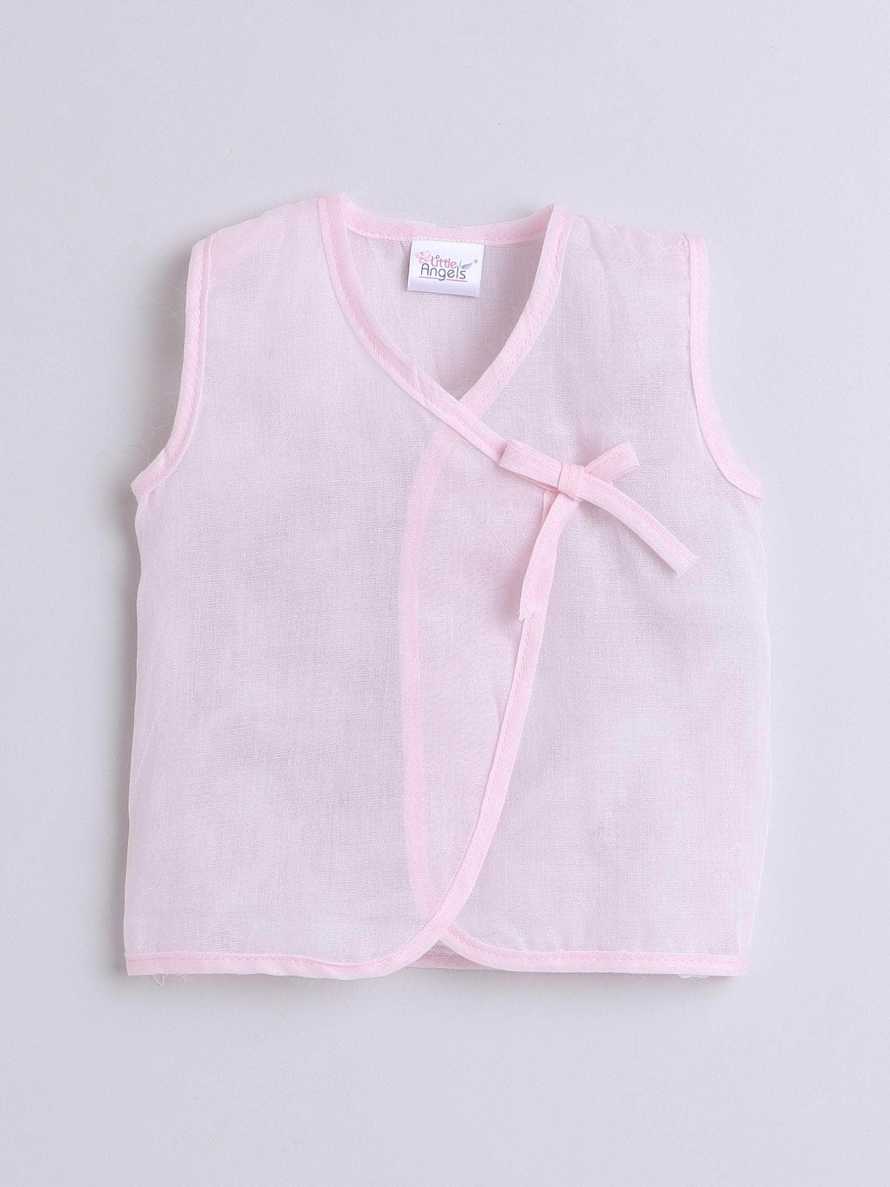 Little Angels Little Angels Organic Mulmul Hospital Safe Multi Color Vest Pack Jhabla/Vest Organic Mulmul Hospital Safe Vest - (0-3M)