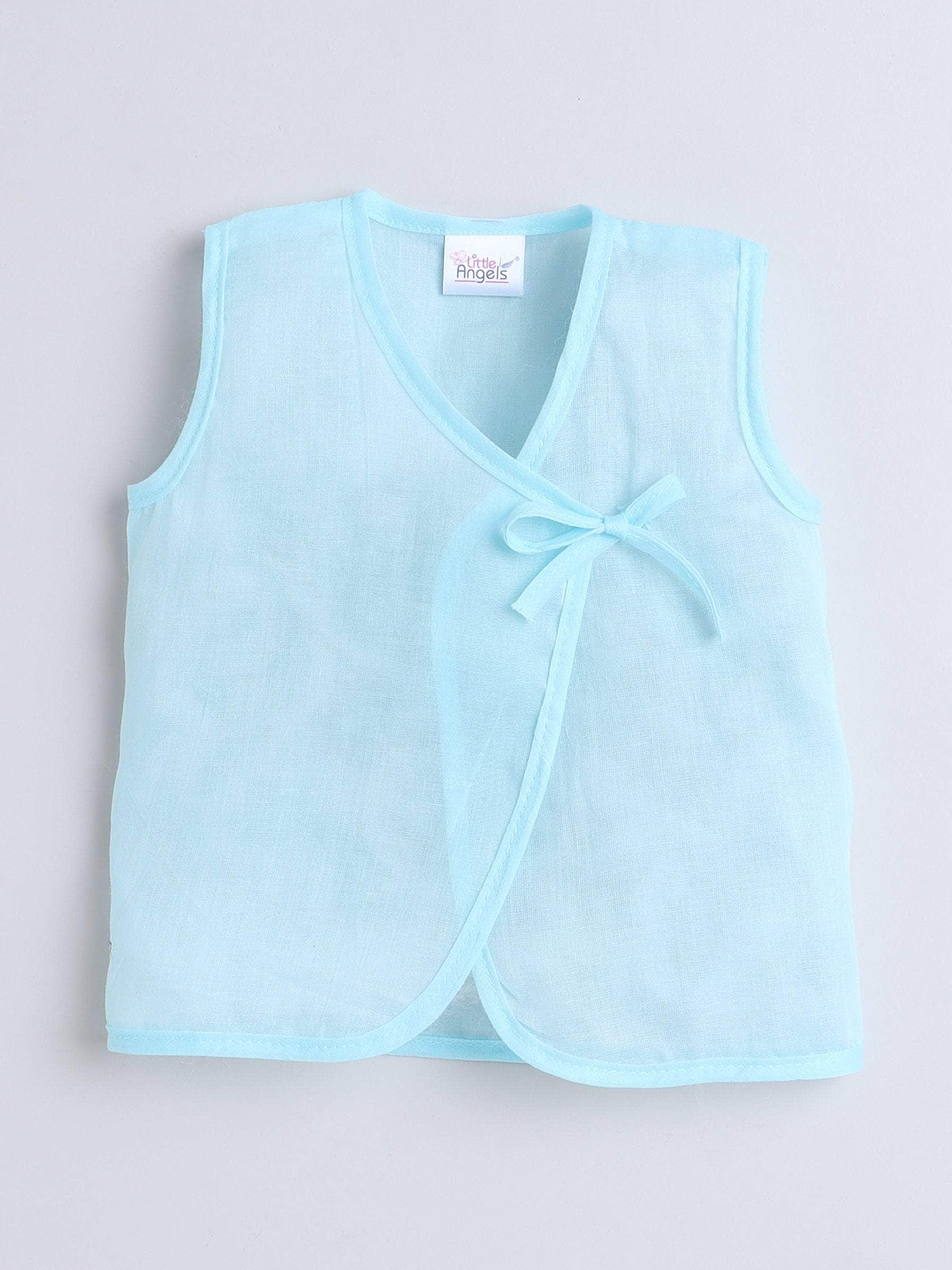 Little Angels Little Angels Organic Mulmul Hospital Safe Multi Color Vest Pack Jhabla/Vest Organic Mulmul Hospital Safe Vest - (0-3M)
