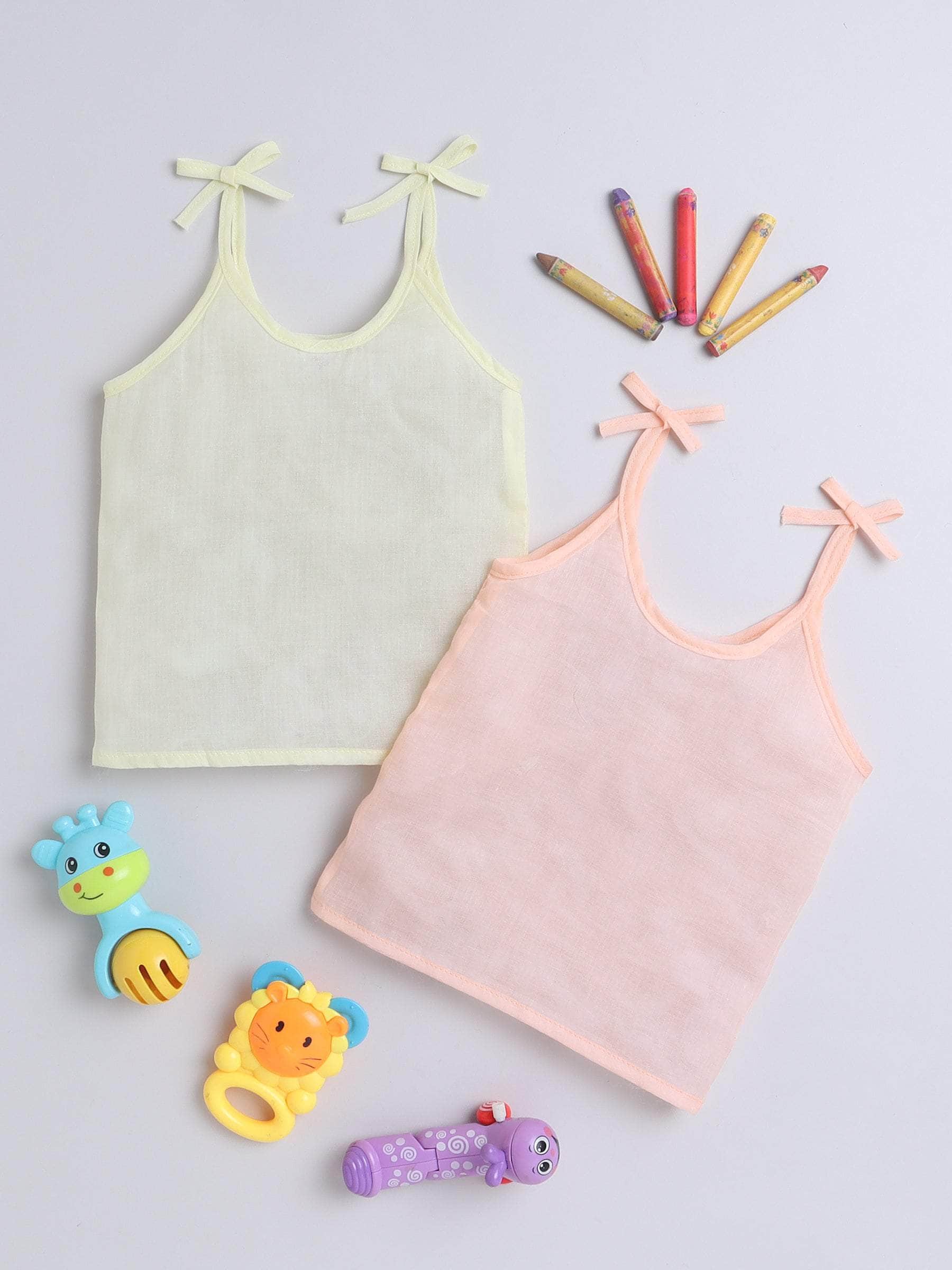 Little Angels Little Angels Organic Mulmul Hospital Safe Multi Color Vest Pack Jhabla/Vest Organic Mulmul Hospital Safe Vest - (0-3M)