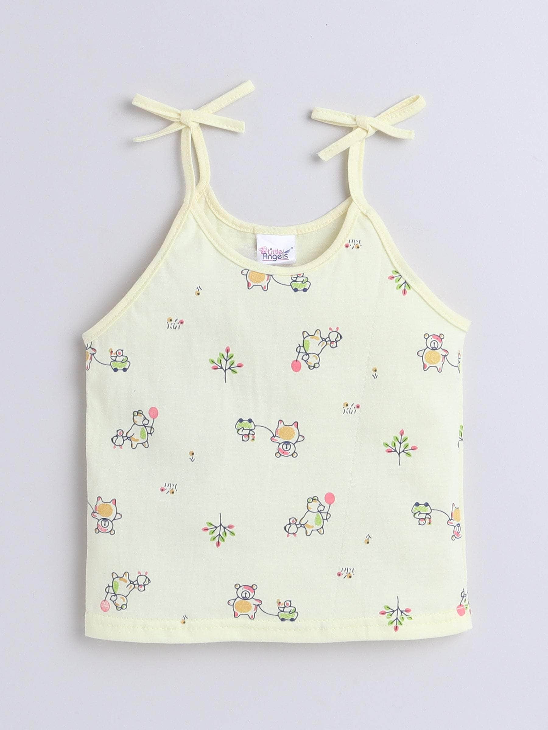 Little Angels Little Angels Baby Cotton Cartoon Tie-Knot Cotton Vest– 4-Pack (0-12 M) Jhabla/Vest Playful Pals Baby vest Combo