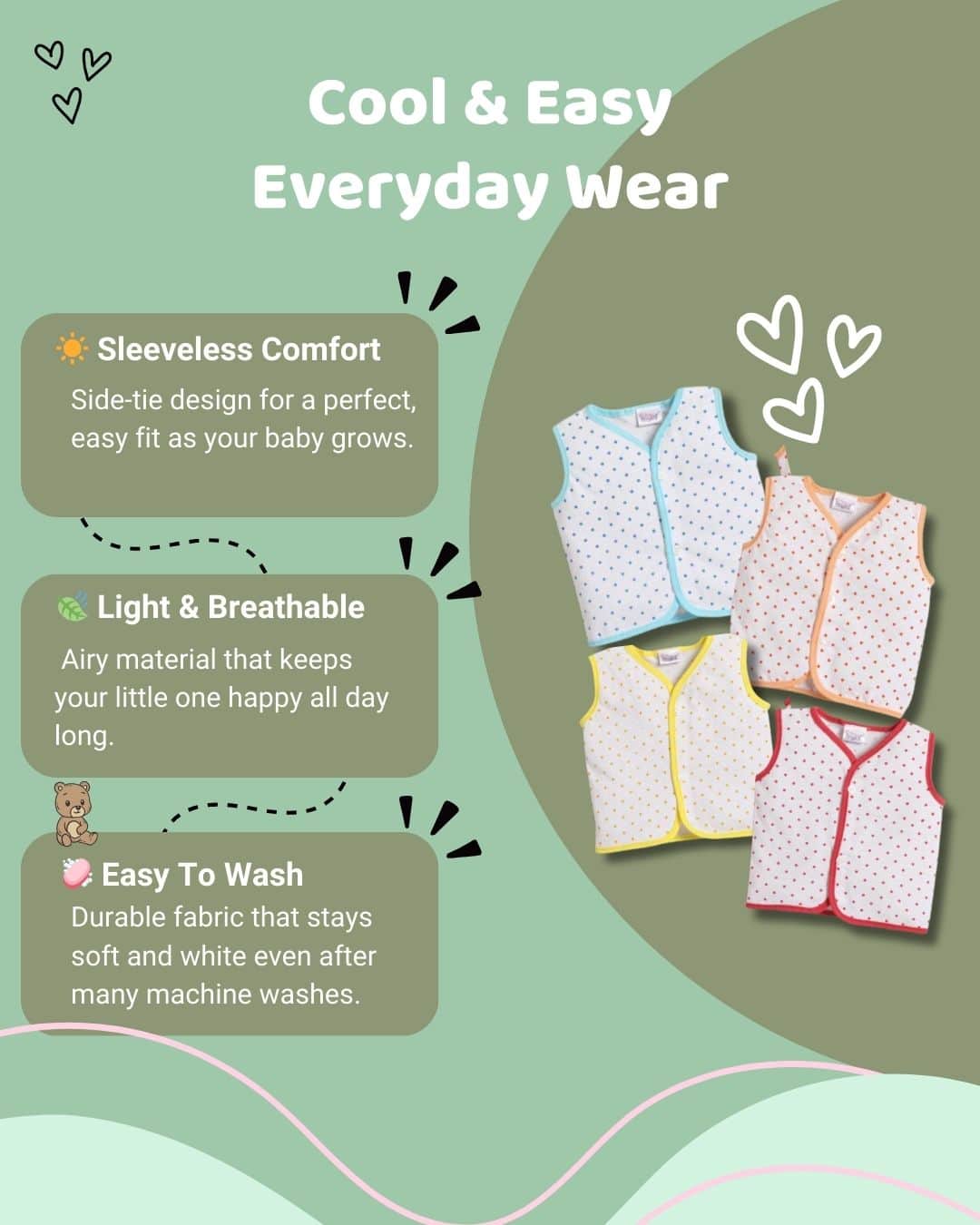 Little Angels Printed Baby Jhabla Online | My Little Angels Jhabla/Vest Printed V Neck Sleeveless Vest Pack of 4