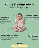 Little Angels Round-Neck Sleeveless Printed Tie-Knot Pack of 3 Jhablas-Strawberry Print Jhabla/Vest Round-Neck Sleeveless Printed Tie-Knot Pack of 3 Jhablas