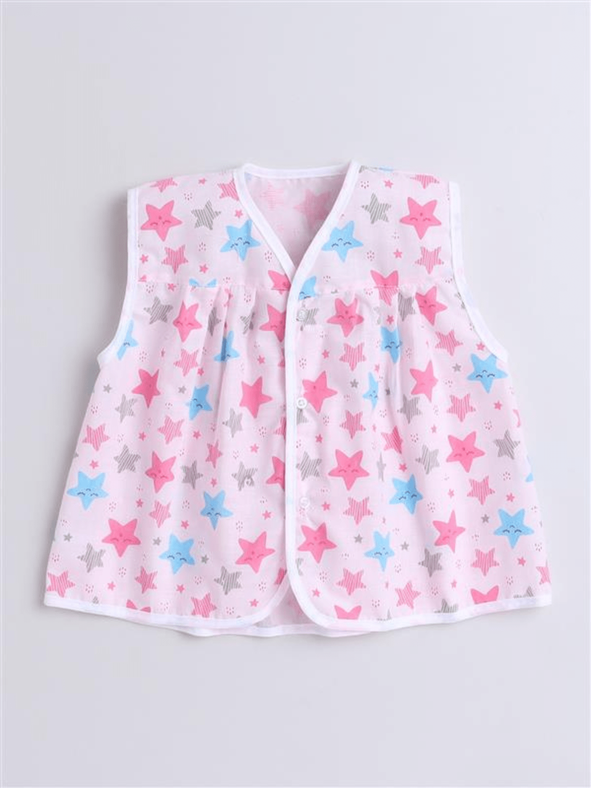 Little Angels Little Angels Star Print Sleeveless Frock - Pack of 3 Jhabla/Vest Soft Starburst Baby Vest Trio