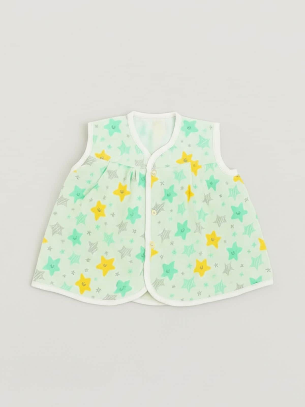 Little Angels Little Angels Star Print Sleeveless Frock - Pack of 3 Jhabla/Vest Soft Starburst Baby Vest Trio