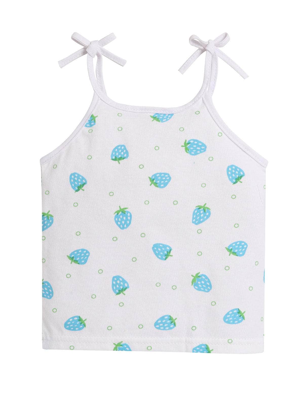 Little Angels Little Angels Baby Strawberry Tie-Knot Cotton Vests – Pack of 3 Jhabla/Vest Strawberry Knot Style Cotton Jhabla