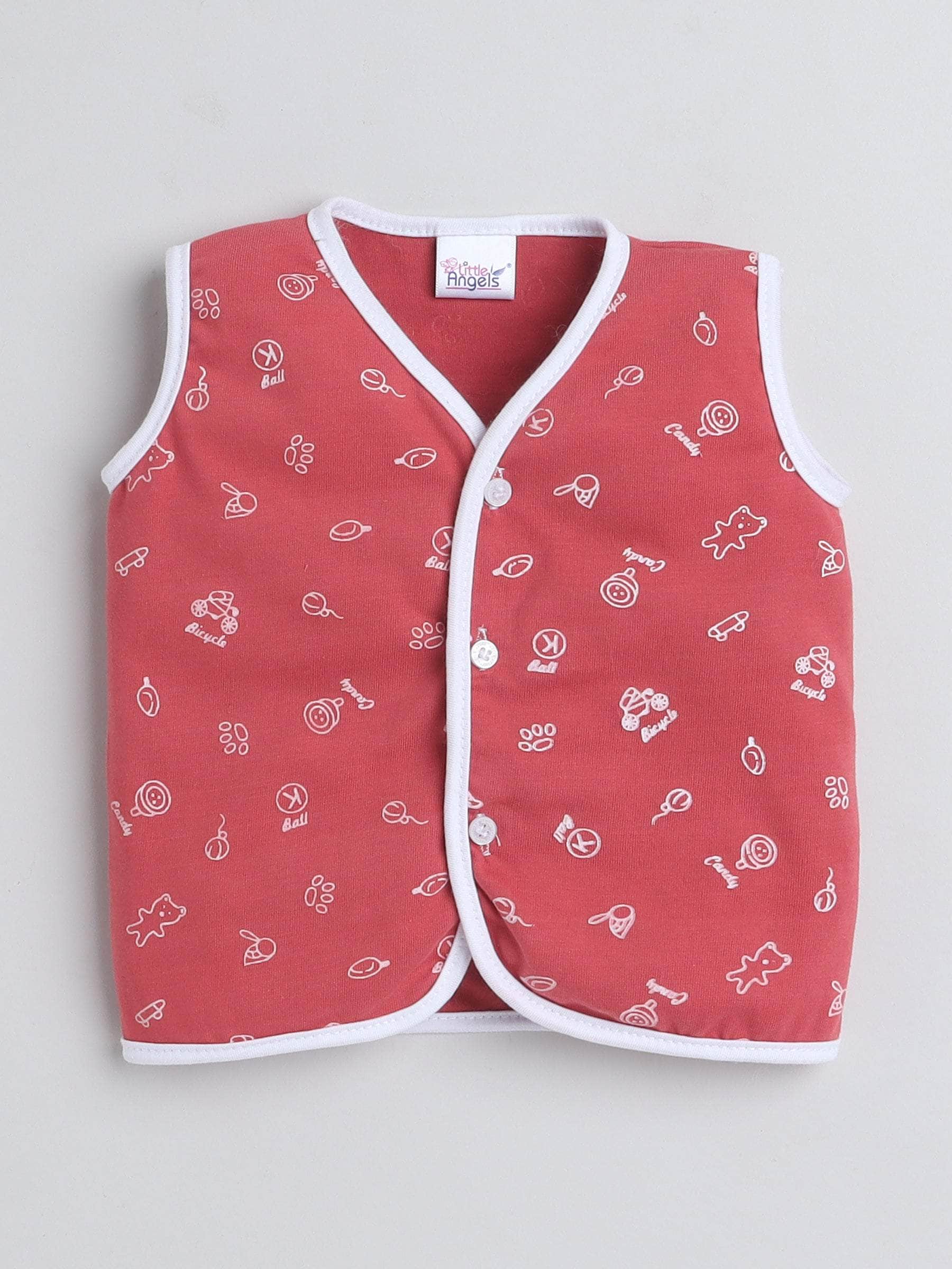 Little Angels Little Angels Baby Cotton Print Vests – Pack of 4 Jhabla/Vest Tiny Tales Printed Sleeveless vests