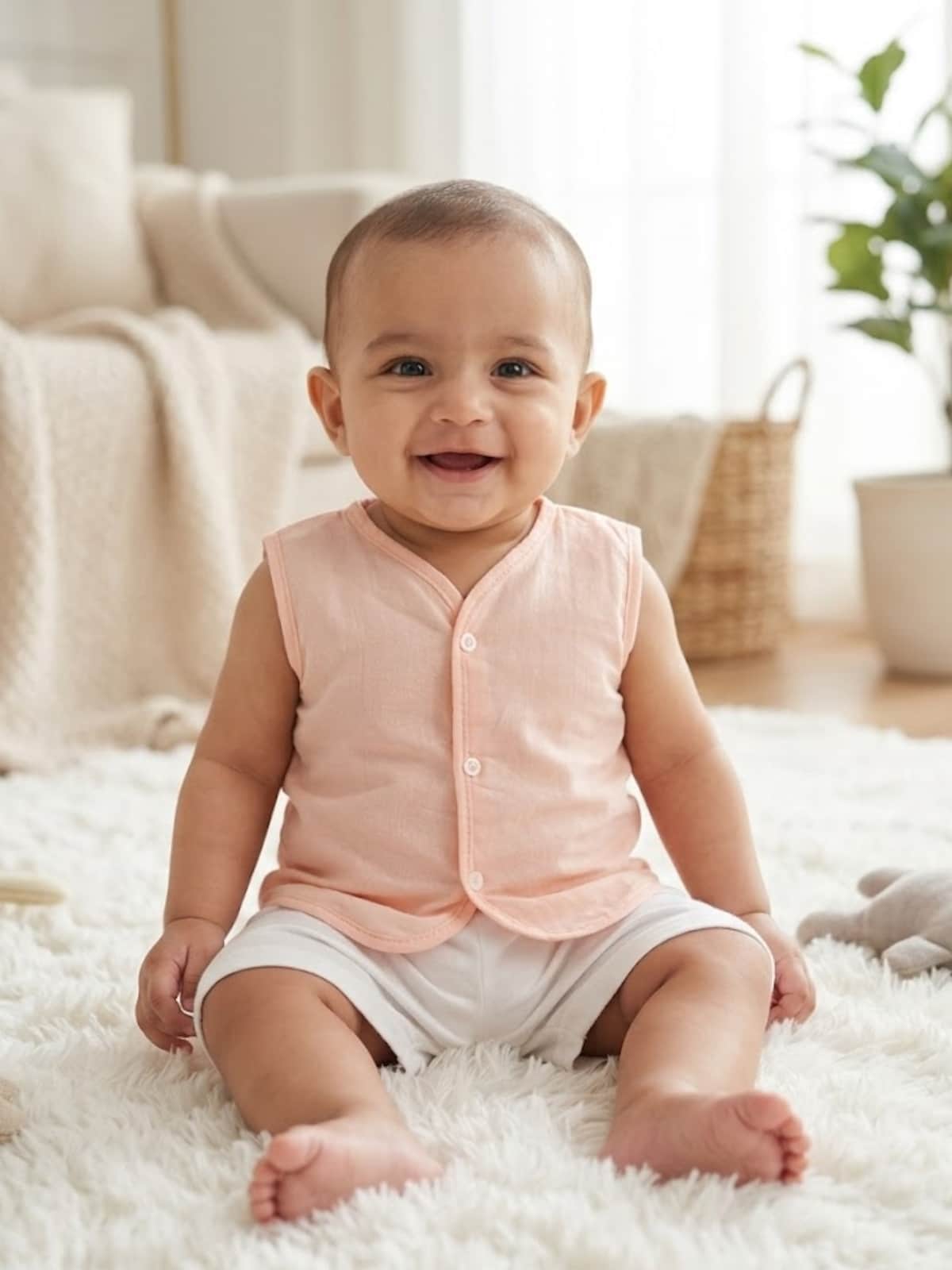 Little Angels Buy V Neck Baby Jhabla Online | My Little Angels Jhabla/Vest V-Neck Cotton Baby Vest – Pack of 4