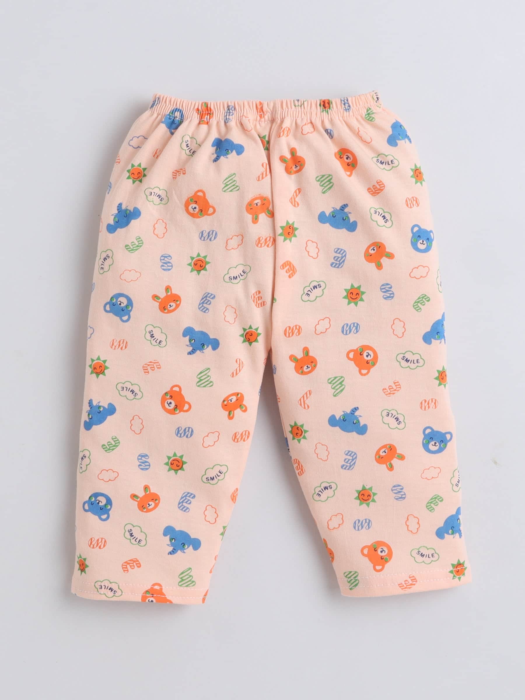 Little Angels Little Angels Cotton V-Neck Half Sleeves Printed Green Jhabla Jhabla/Vest V-Neck Full Sleeves Printed Peach Nightsuit