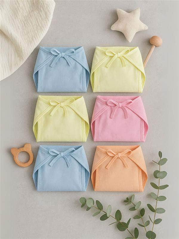 Little Angels Little Angels Solid Nappy / Langot - Pastel Pack of 6 Nappy/Langot Color Splash Interlock Nappies