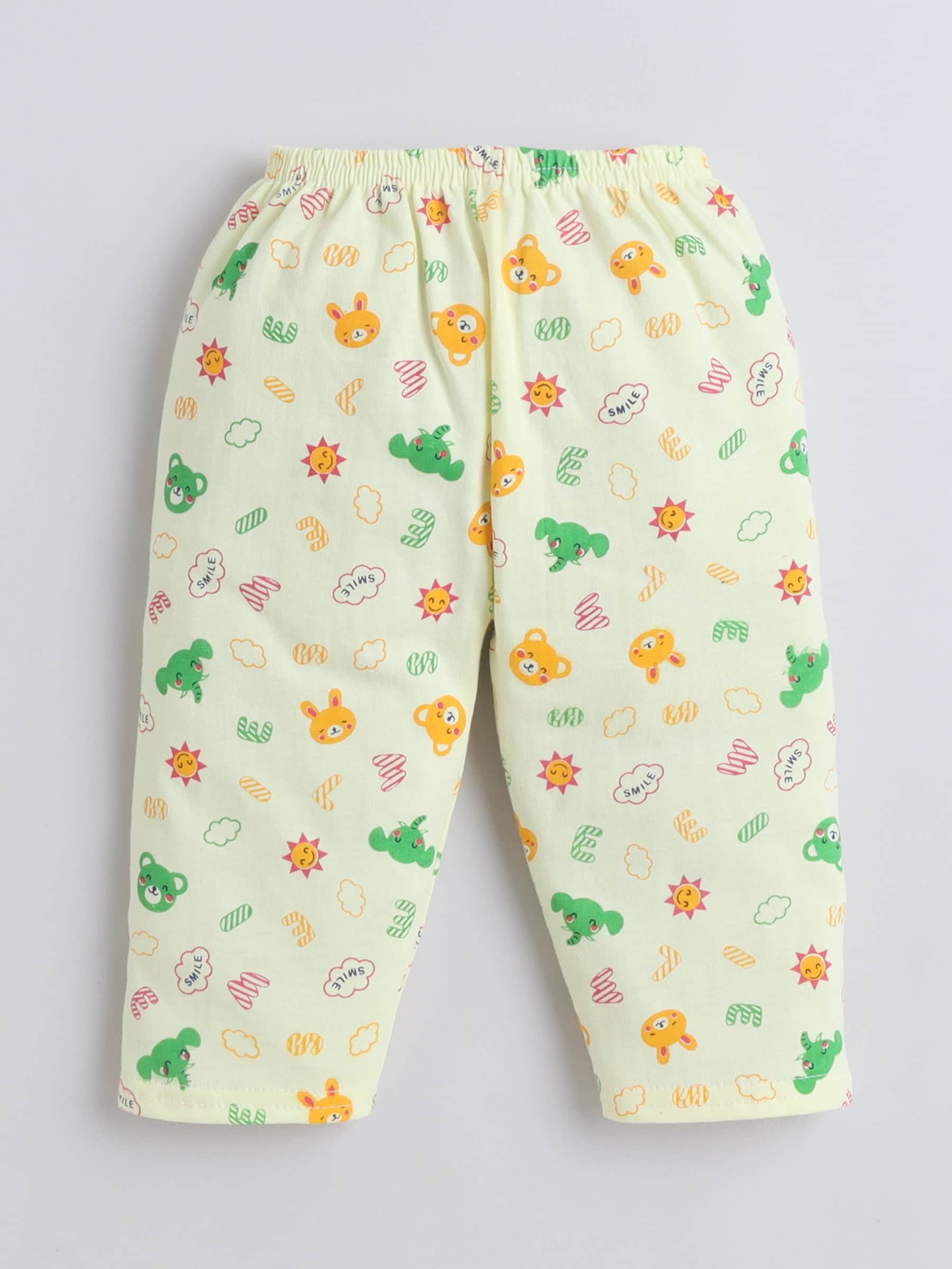 Little Angels Baby Cotton Nightwear Set – Soft Printed Top & Pajama | Little Angels Night Suits V-Neck Full Sleeves Printed Yellow Nightsuit