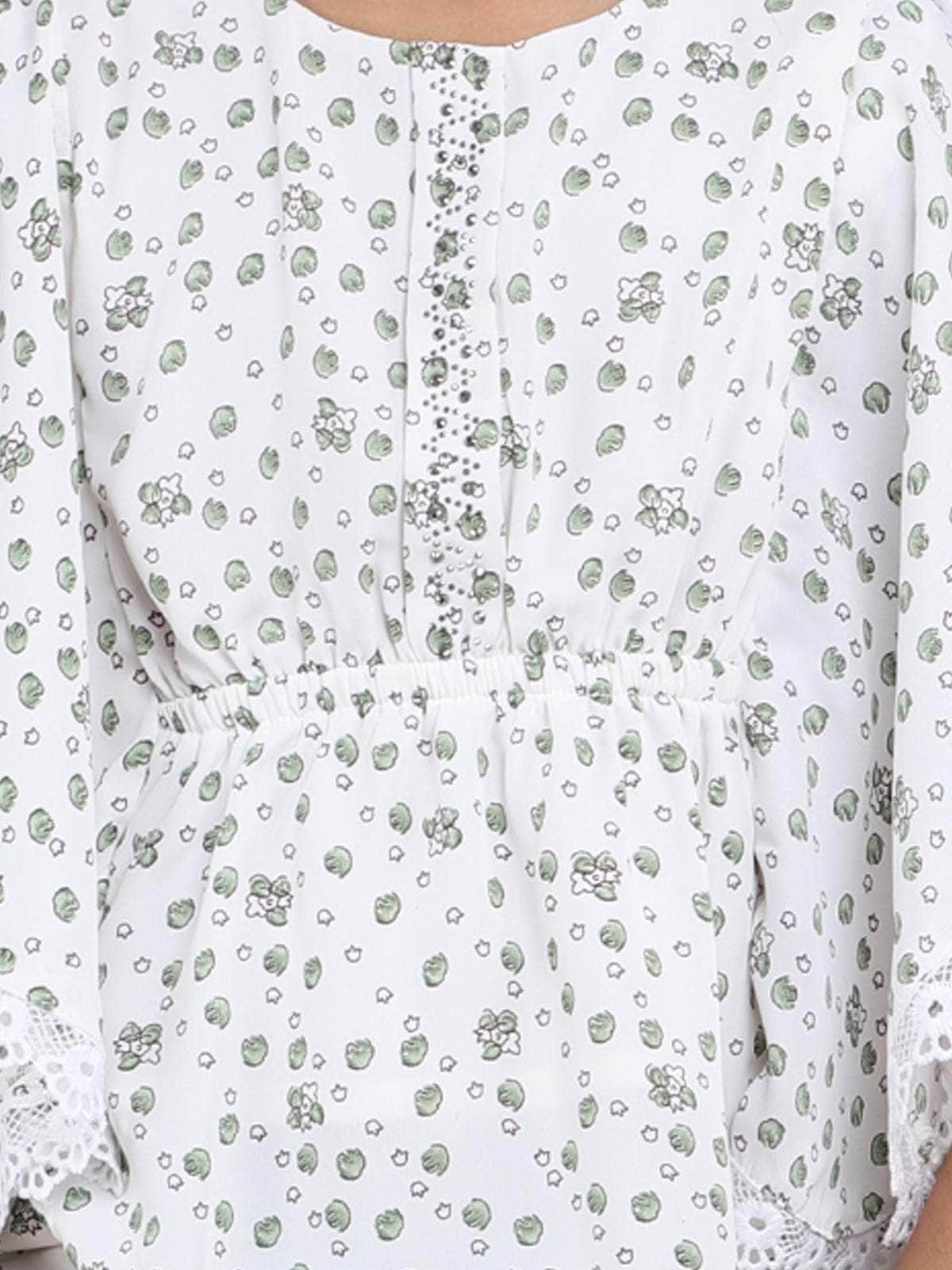 Little Angels Little Angels Girls Cotton Top and Capri Set Round Neck Butterfly Sleeves Printed White 2 Piece Set Party Wear Round Neck Butterfly Sleeves Printed Top and Capri Set