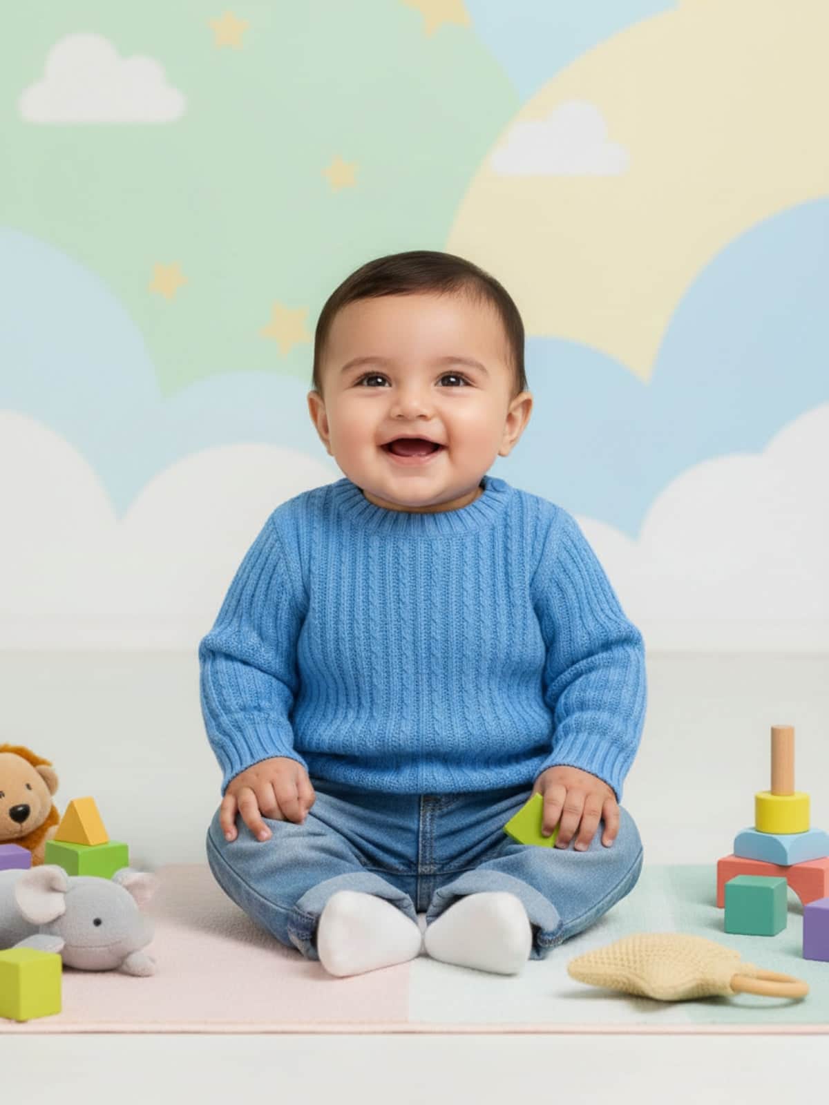 Little Angels Aqua Breeze Textured Knit Pullover Pullover Aqua Breeze Textured Knit Pullover