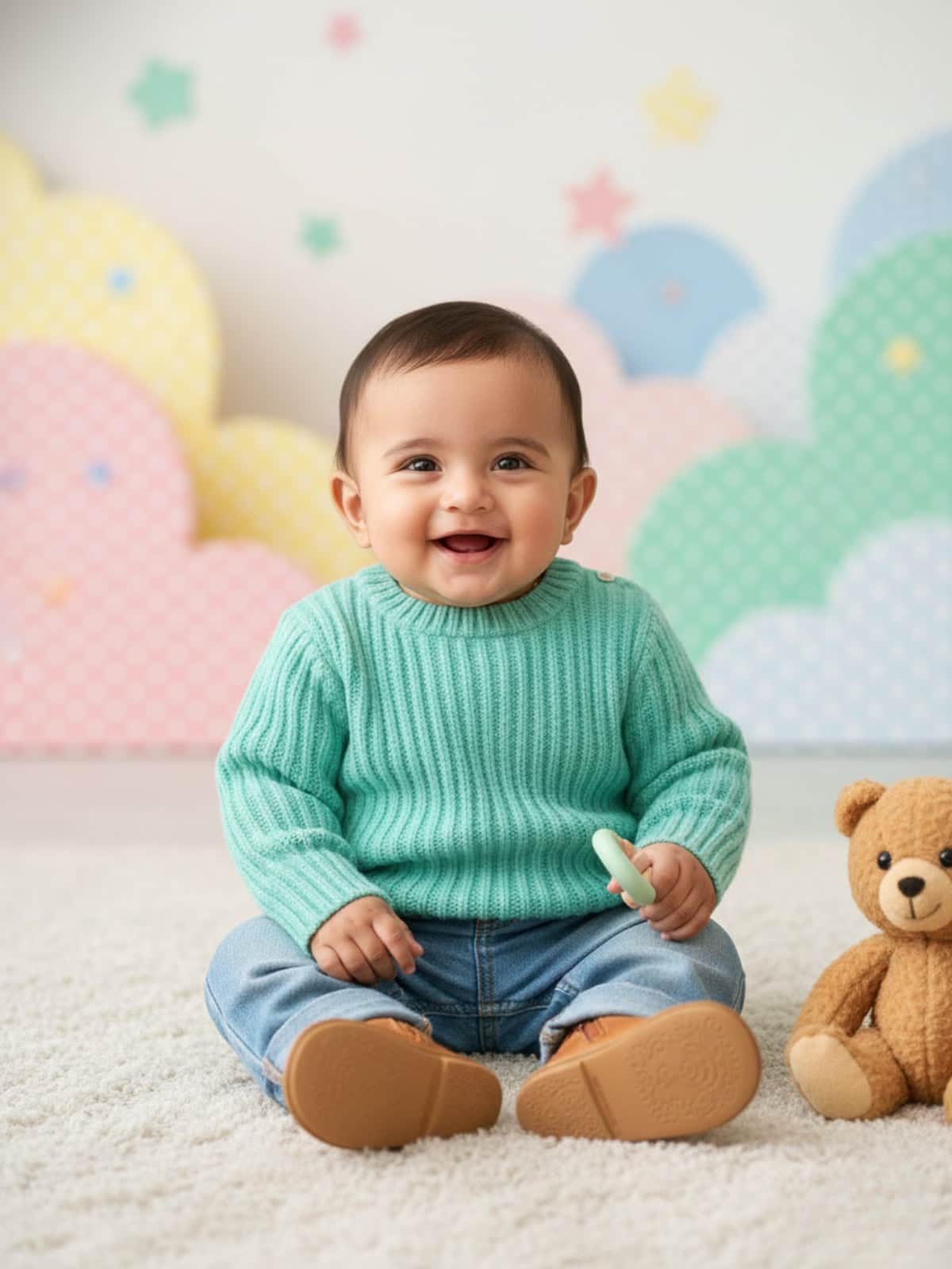 Little Angels Aqua Breeze Textured Knit Pullover Pullover Aqua Breeze Textured Knit Pullover