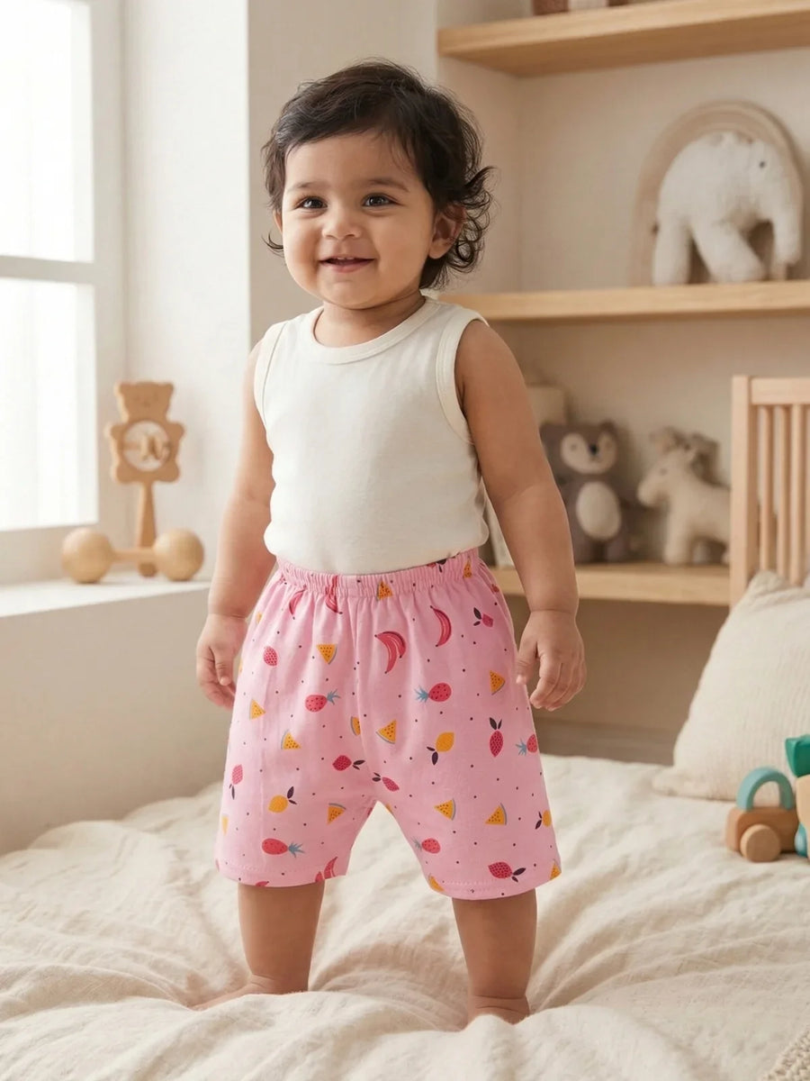 Little Angels Baby Boys Cotton Printed Shorts | Soft & Breathable | Summer Wear Pullover Baby Boys Printed Cotton Shorts – Soft & Breathable Summer Wear 0-3 M / Pink